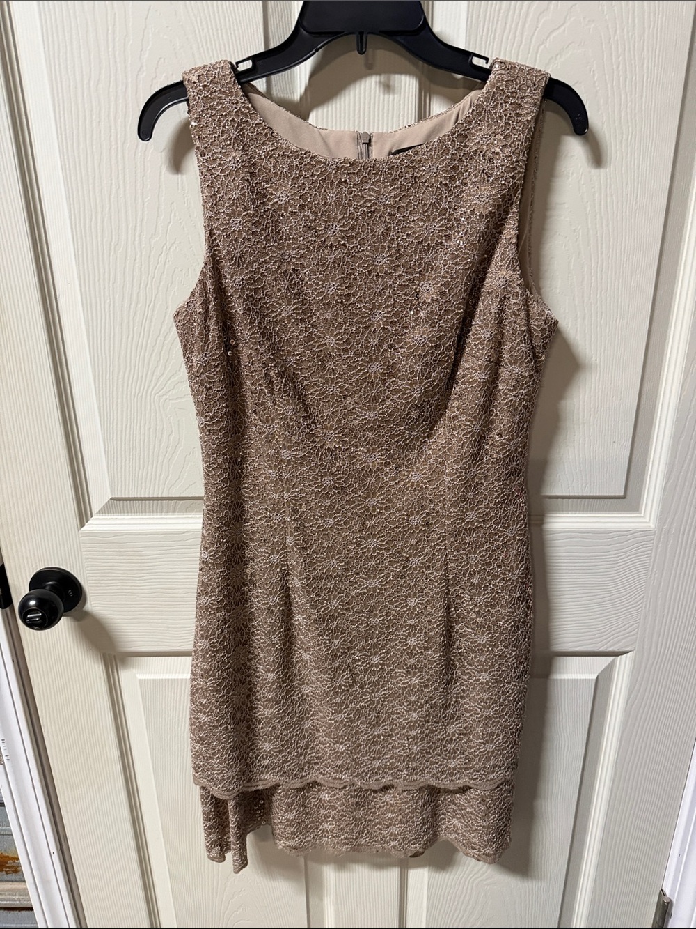 Alex Evenings Taupe Lace Sheath Dress